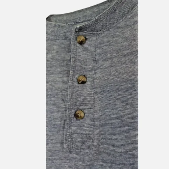 Men’s Henley Long Sleeve Pullover XL Gray 3-Button Hi-Low Hem Long Length Shirt - Picture 12 of 14